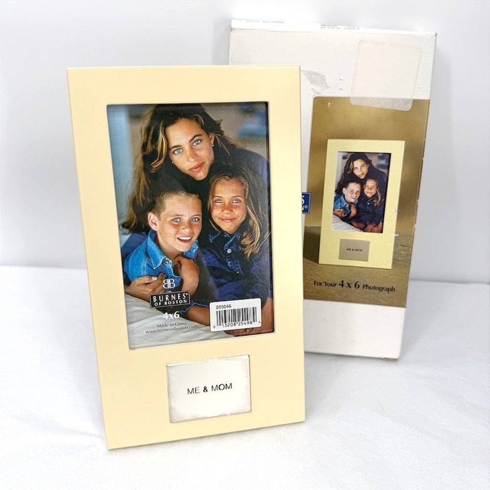 Burnes of Boston Picture Frame Me & Mom Cream Metal Plaque Gift 4x6 Mothers Day